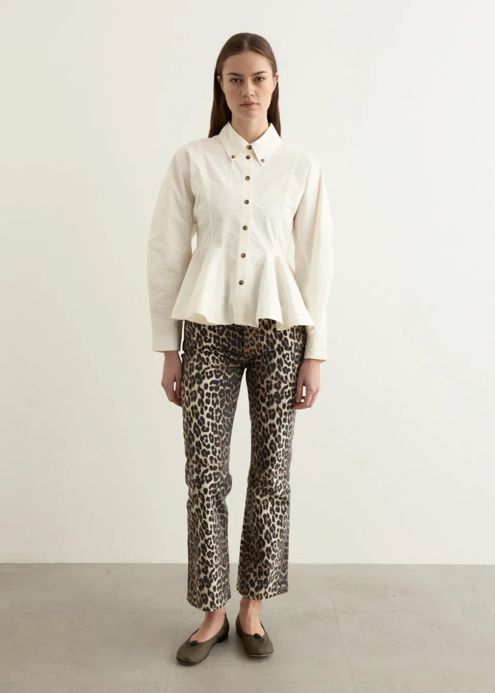 Stretch Cotton Peplum Shirt