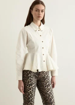 Stretch Cotton Peplum Shirt