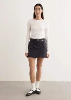 Stretch Stripe Tailoring Mini Skirt