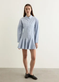 Stripe Cotton Buttoned Mini Dress