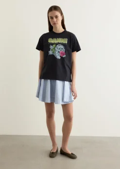 Stripe Cotton Mini Circle Skirt