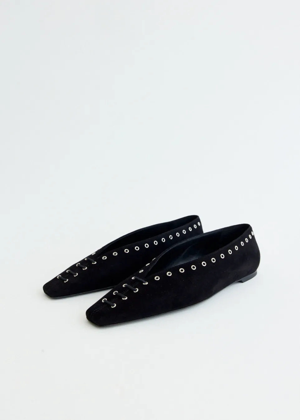 Suede Lace Up Ballerinas