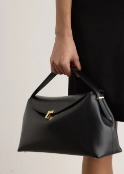 T-Lock Leather Top Handle Bag