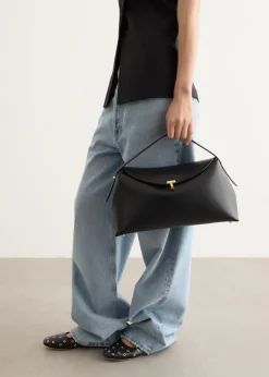 T-Lock Leather Top Handle Bag