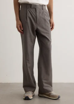 Tropical Wool Kid Mohair One-Tuck Slacks