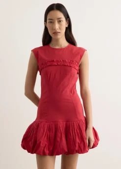 Washed Stretch Cotton Corset Mini Dress