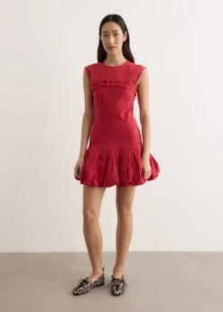 Washed Stretch Cotton Corset Mini Dress