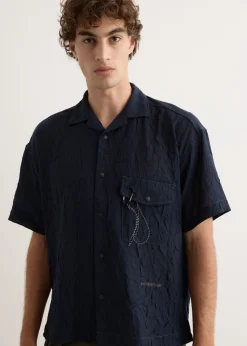 Washer Pleated Open Short Sleeve Shirt