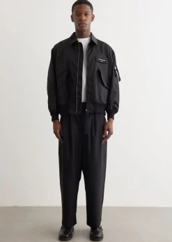 Wool Gabardine Dropped Trousers