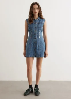 Zipper Denim Mini Dress