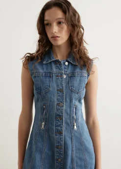 Zipper Denim Mini Dress